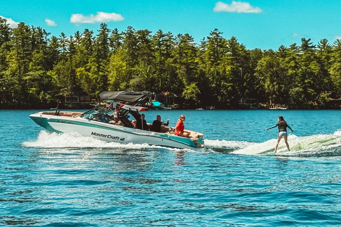Wakesurfing in Laconia on Lake Winnipesaukee.